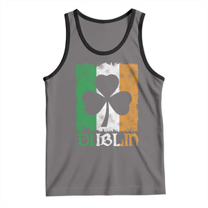 Dublin Ireland St Patricks Day Tank Top Distressed Shamrock Vintage Irish Flag TS11 Deep Heather Black Print Your Wear