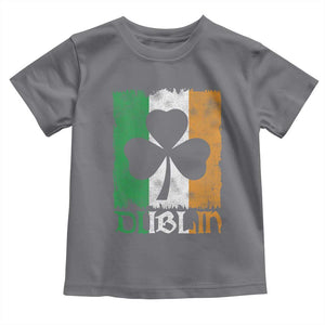 Dublin Ireland St Patricks Day Toddler T Shirt Distressed Shamrock Vintage Irish Flag TS11 Charcoal Print Your Wear