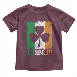 Dublin Ireland St Patricks Day Toddler T Shirt Distressed Shamrock Vintage Irish Flag TS11 Maroon Print Your Wear