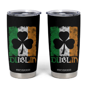 Dublin Ireland St Patricks Day Tumbler Cup Distressed Shamrock Vintage Irish Flag TS11 Black Print Your Wear