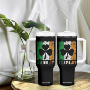 Dublin Ireland St Patricks Day Tumbler With Handle Distressed Shamrock Vintage Irish Flag TS11 Print Your Wear