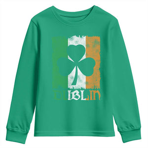 Dublin Ireland St Patricks Day Youth Sweatshirt Distressed Shamrock Vintage Irish Flag TS11 Irish Green Print Your Wear