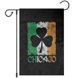 Chicago IL St Patricks Day Garden Flag Distressed Shamrock Vintage Irish Flag TS11 Black Print Your Wear