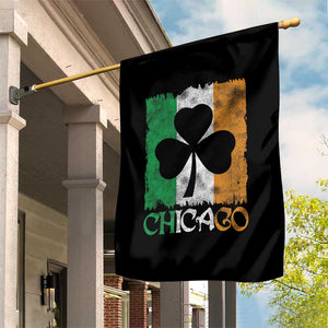 Chicago IL St Patricks Day Garden Flag Distressed Shamrock Vintage Irish Flag TS11 Print Your Wear