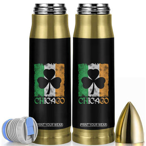 Chicago IL St Patricks Day Bullet Tumbler Distressed Shamrock Vintage Irish Flag TS11 Black Print Your Wear