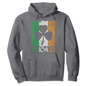 Chicago IL St Patricks Day Hoodie Distressed Shamrock Vintage Irish Flag TS11 Charcoal Print Your Wear
