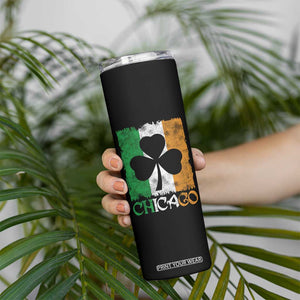 Chicago IL St Patricks Day Skinny Tumbler Distressed Shamrock Vintage Irish Flag TS11 Print Your Wear