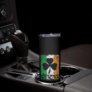 Chicago IL St Patricks Day Skinny Tumbler Distressed Shamrock Vintage Irish Flag TS11 Print Your Wear