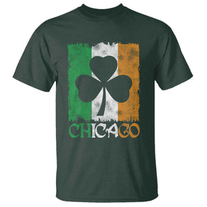 Chicago IL St Patricks Day T Shirt Distressed Shamrock Vintage Irish Flag TS11 Dark Forest Green Print Your Wear