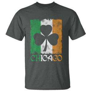 Chicago IL St Patricks Day T Shirt Distressed Shamrock Vintage Irish Flag TS11 Dark Heather Print Your Wear