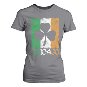 Chicago IL St Patricks Day T Shirt For Women Distressed Shamrock Vintage Irish Flag TS11 Charcoal Print Your Wear