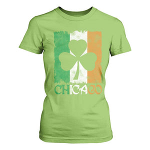 Chicago IL St Patricks Day T Shirt For Women Distressed Shamrock Vintage Irish Flag TS11 Lime Print Your Wear