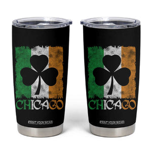 Chicago IL St Patricks Day Tumbler Cup Distressed Shamrock Vintage Irish Flag TS11 Black Print Your Wear