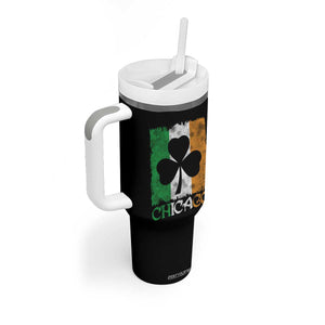 Chicago IL St Patricks Day Tumbler With Handle Distressed Shamrock Vintage Irish Flag TS11 Print Your Wear
