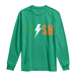 Funny Irish Rocker St Patricks Day Lightning Bolt Rock Music Lover Long Sleeve Shirt TS11 Irish Green Print Your Wear