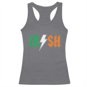 Funny Irish Rocker St Patricks Day Lightning Bolt Rock Music Lover Racerback Tank Top TS11 Charcoal Print Your Wear