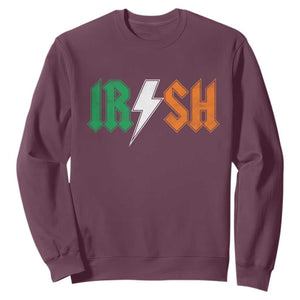 Funny Irish Rocker St Patricks Day Lightning Bolt Rock Music Lover Sweatshirt TS11 Maroon Print Your Wear
