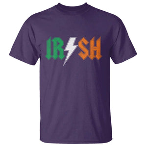 Funny Irish Rocker St Patricks Day Lightning Bolt Rock Music Lover T Shirt TS11 Purple Print Your Wear