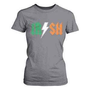 Funny Irish Rocker St Patricks Day Lightning Bolt Rock Music Lover T Shirt For Women TS11 Charcoal Print Your Wear