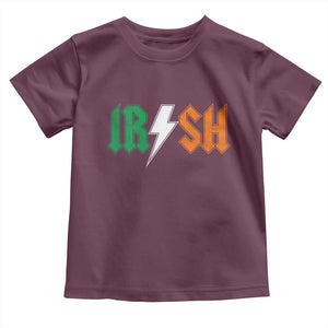 Funny Irish Rocker St Patricks Day Lightning Bolt Rock Music Lover Toddler T Shirt TS11 Maroon Print Your Wear