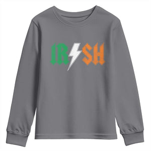 Funny Irish Rocker St Patricks Day Lightning Bolt Rock Music Lover Youth Sweatshirt TS11 Charcoal Print Your Wear