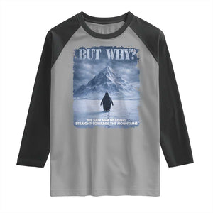 We Saw Him Heading Straight Towards The Mountain But Why Nihilist Penguin Raglan Shirt TS11 Sport Gray Black Print Your Wear