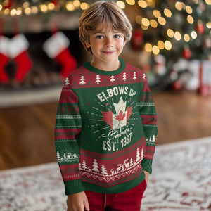 Elbows Up Canada EST 1867 Knit Sweatshirt True North Strong and Free Proud Canadian Maple Leaf TS11 Christmas Print Your Wear