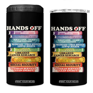 Hands Off 4 in 1 Can Cooler Tumbler Social Security And Medicare Protest Colorful Books TS11 One Size: 16 oz Black Print Your Wear