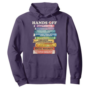 Hands Off Hoodie Social Security And Medicare Protest Colorful Books TS11 Purple Print Your Wear