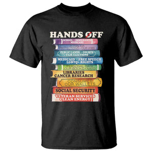 Hands Off T Shirt Social Security And Medicare Protest Colorful Books TS11 Black Print Your Wear