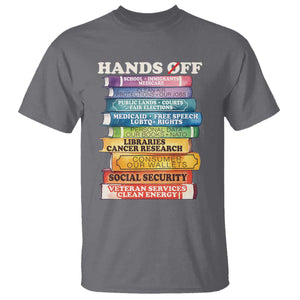 Hands Off T Shirt Social Security And Medicare Protest Colorful Books TS11 Charcoal Print Your Wear