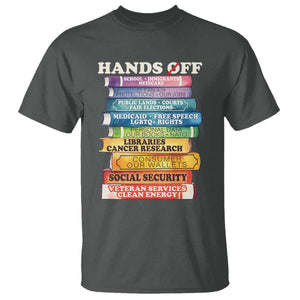 Hands Off T Shirt Social Security And Medicare Protest Colorful Books TS11 Dark Heather Print Your Wear