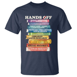 Hands Off T Shirt Social Security And Medicare Protest Colorful Books TS11 Navy Print Your Wear