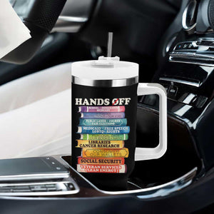 Hands Off Tumbler With Handle Social Security And Medicare Protest Colorful Books TS11 Print Your Wear