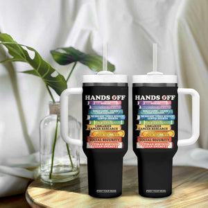 Hands Off Tumbler With Handle Social Security And Medicare Protest Colorful Books TS11 Print Your Wear