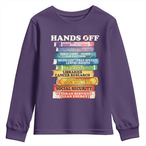 Hands Off Youth Sweatshirt Social Security And Medicare Protest Colorful Books TS11 Purple Print Your Wear
