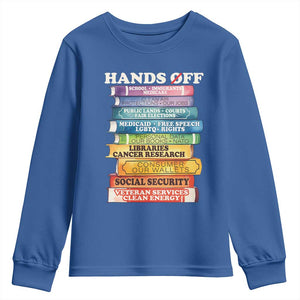 Hands Off Youth Sweatshirt Social Security And Medicare Protest Colorful Books TS11 Royal Blue Print Your Wear