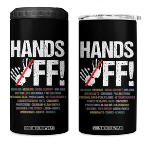 Hands Off 4 in 1 Can Cooler Tumbler Social Security And Medicare Protest Vintage Hand Print TS11 One Size: 16 oz Black Print Your Wear