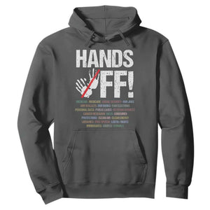 Hands Off Hoodie Social Security And Medicare Protest Vintage Hand Print TS11 Dark Heather Print Your Wear