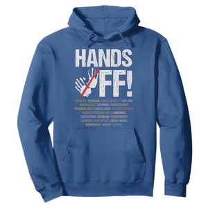 Hands Off Hoodie Social Security And Medicare Protest Vintage Hand Print TS11 Royal Blue Print Your Wear