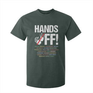 Hands Off T Shirt For Kid Social Security And Medicare Protest Vintage Hand Print TS11 Dark Forest Green Print Your Wear