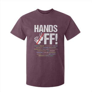 Hands Off T Shirt For Kid Social Security And Medicare Protest Vintage Hand Print TS11 Maroon Print Your Wear