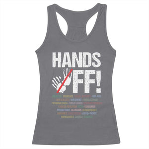 Hands Off Racerback Tank Top Social Security And Medicare Protest Vintage Hand Print TS11 Charcoal Print Your Wear