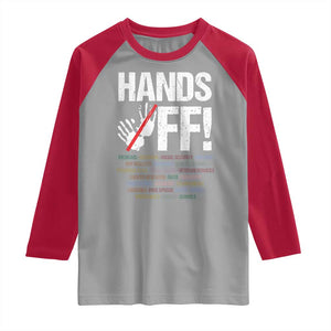 Hands Off Raglan Shirt Social Security And Medicare Protest Vintage Hand Print TS11 Sport Gray Red Print Your Wear
