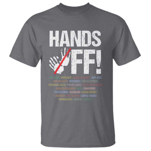 Hands Off T Shirt Social Security And Medicare Protest Vintage Hand Print TS11 Charcoal Print Your Wear