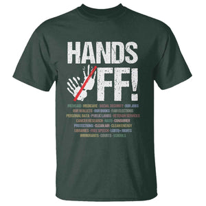 Hands Off T Shirt Social Security And Medicare Protest Vintage Hand Print TS11 Dark Forest Green Print Your Wear
