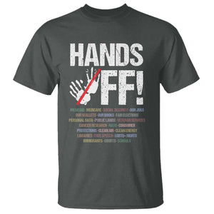 Hands Off T Shirt Social Security And Medicare Protest Vintage Hand Print TS11 Dark Heather Print Your Wear