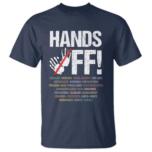 Hands Off T Shirt Social Security And Medicare Protest Vintage Hand Print TS11 Navy Print Your Wear
