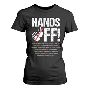 Hands Off T Shirt For Women Social Security And Medicare Protest Vintage Hand Print TS11 Black Print Your Wear