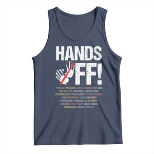 Hands Off Tank Top Social Security And Medicare Protest Vintage Hand Print TS11 Navy Print Your Wear